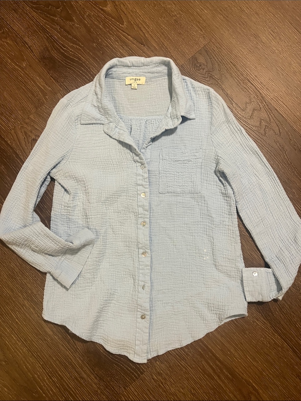 Women’s gauze Umgee Light Blue Casual Button-Down Shirt
